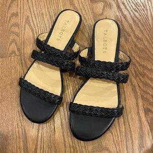 Talbots flat sandals with black braided straps